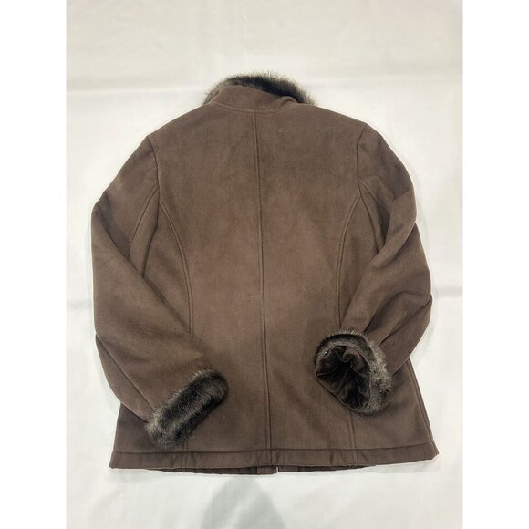 Liz Clairborne Womens Brown Suede Zip Up Jacket With Fur Trimming & lining, Sz M - Picture 8 of 10